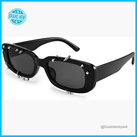 Rectangle Sunglasses Y2K Punk Studded Rivets Square Frame Fashion Statement main image 6